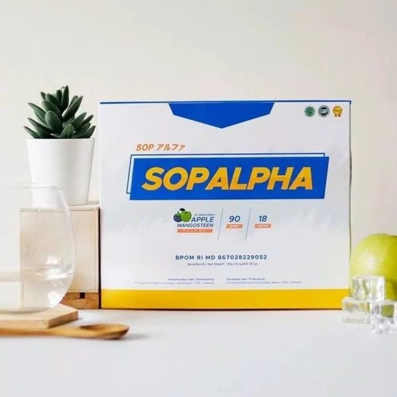 SOPALPHA 1 BOX ISI 18 SACHET MINUMAN SERBUK KESEHATAN EXTRAK APPLE STEM CELL