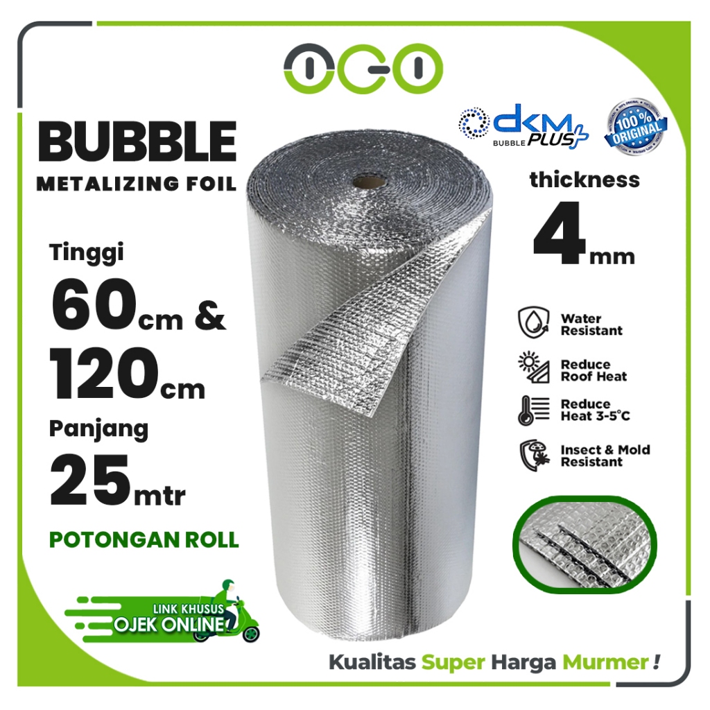 Peredam Panas Atap Rumah DKM Bubble Insulation Foil Roll -Tebal 4mm Bubble Alumunium Foil [OJOL]