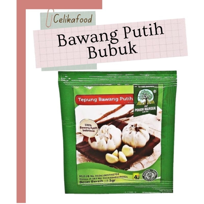 

Bawang Putih Bubuk Cap Pohon Mangga 3gr Sachet Tepung