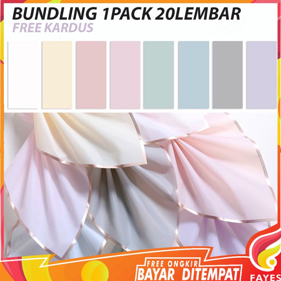 

Serbu Grosir 7 BUNDLING 1 PACK ISI 2 LEMBAR Kertas Bunga Line Color Waterproof Flower Wrapping Kertas Buket Bunga Kertas Kado Flower Paper bouquet Cellophane papper COD