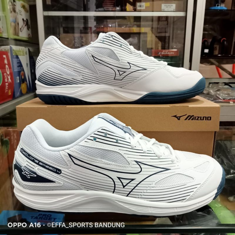 sepatu shoes volley voley voli volli poli olahraga mizuno cyclone speed 4 putih ORIGINAL ASLI real p
