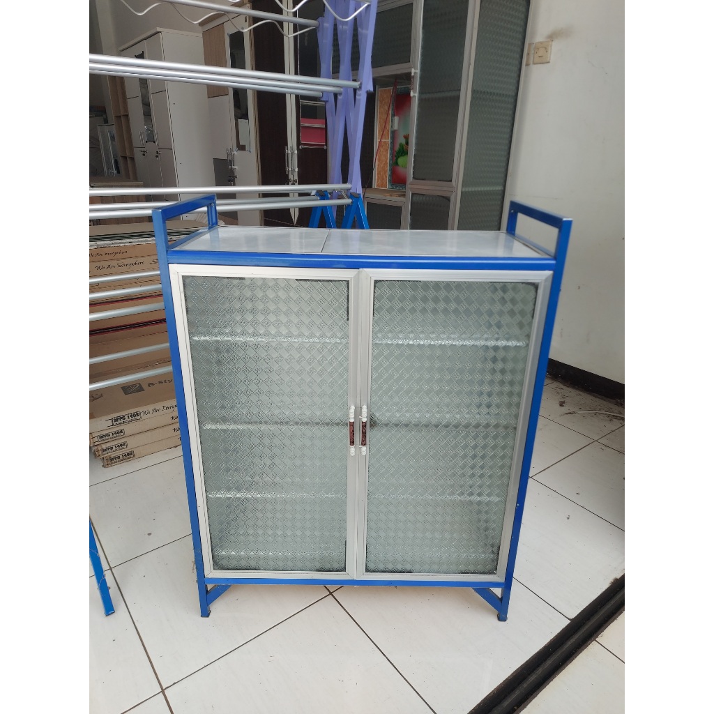 Rak Sepatu Aluminium Kaca