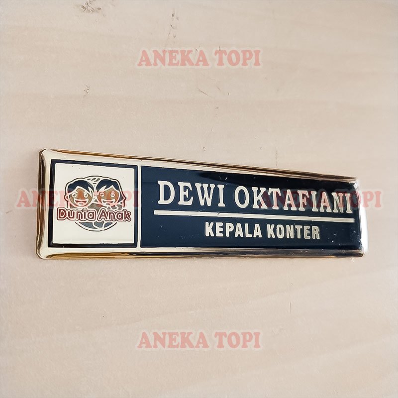 

Name Tag Logo Dunia Anak Papan Nama Dada Logo Custom - Aneka Topi