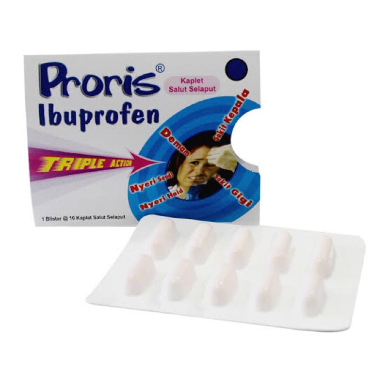 Proris Ibuprofen 200mg / Proris Kaplet 1 Strip Isi 10 Kaplet