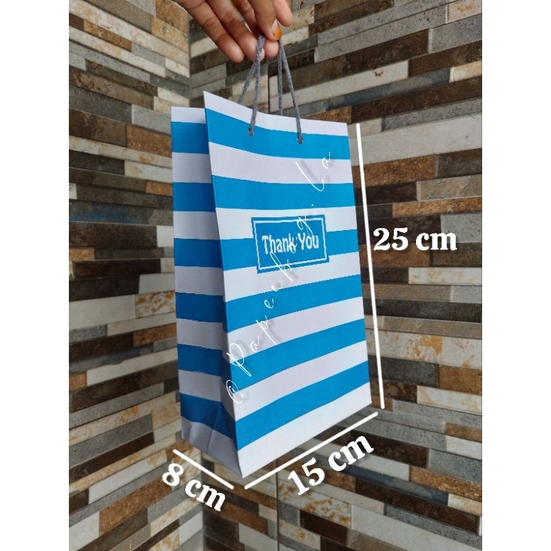 

Paperbag Thank You Biru Putih Zebra / Hampers Hajatan Sovenir
