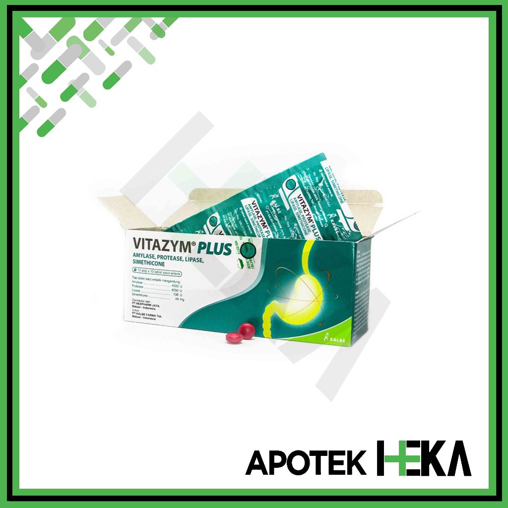 Vitazym Plus Box isi 10x10 Tablet - Enzim Pencernaan [BOGOR]