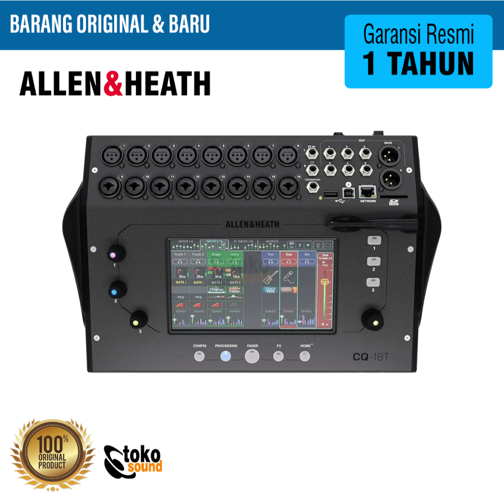 ALLEN & HEATH CQ18T CQ 18T - 16 CHANNEL TOUCHSCREEN DIGITAL MIXER - ORIGINAL BERGARANSI RESMI