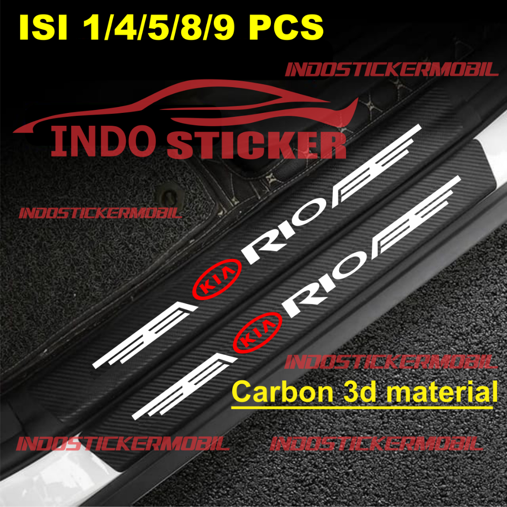 (COD) 9pcs sticker sill plate carbon 3d mobil kia rio sticker karbon 3d pelindung pijakan bagasi rio