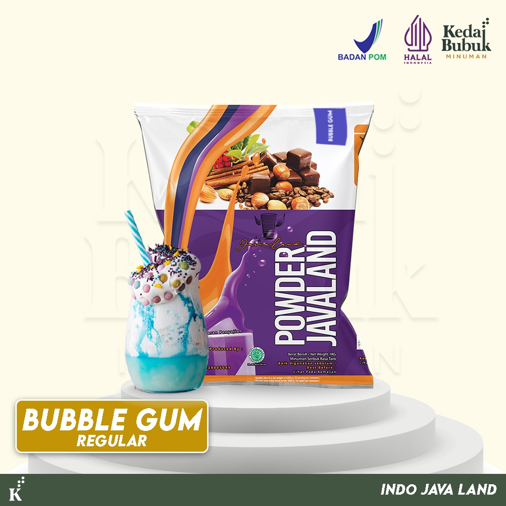 

Javaland Bubuk Minuman Rasa Bubble Gum / Permen Karet 1Kg - Regular Plain | Bubble Powder Drink Boba