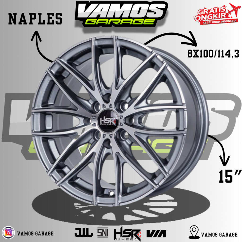 VELG MOBIL RACING MODEL PALANG AKAR RING 15 NAPLES HSR PELEK MOBIL MURAH DAERAH GARUT