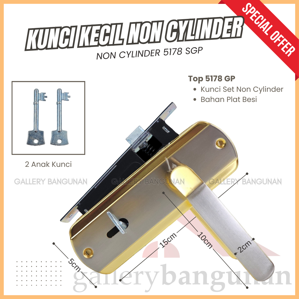Top Kunci Kecil Non Cylinder Silinder Pintu Rumah Kamar Gagang Handle Set Ukuran Komplit
