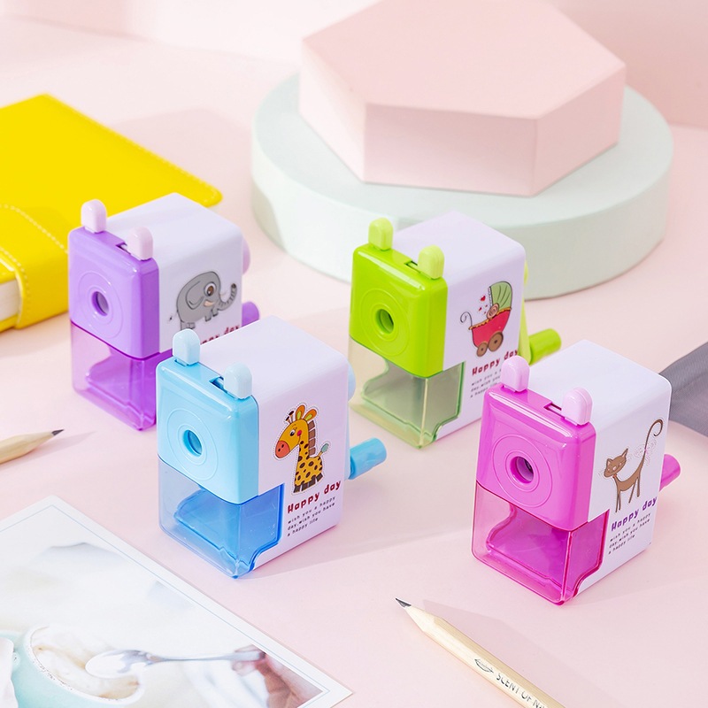 

Rautan Serutan Pensil Putar Gaya Kartun Sharpener Rautan Meja 4 Warna