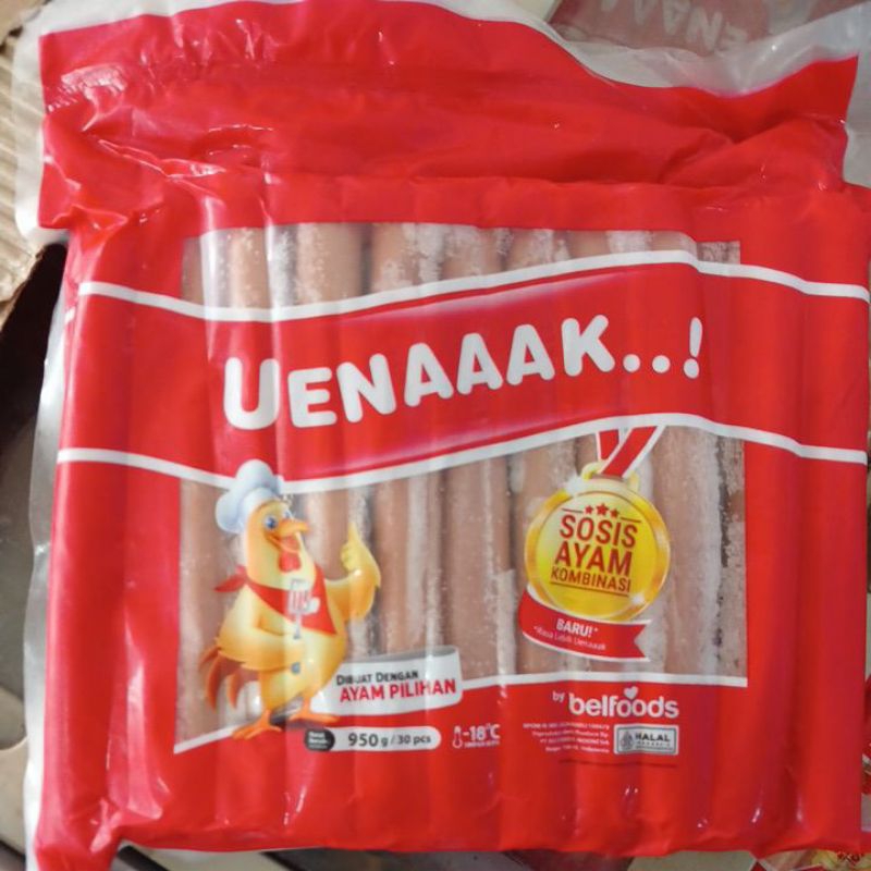 

sosis ayam bellfood uenaak isi 30pcs panjang