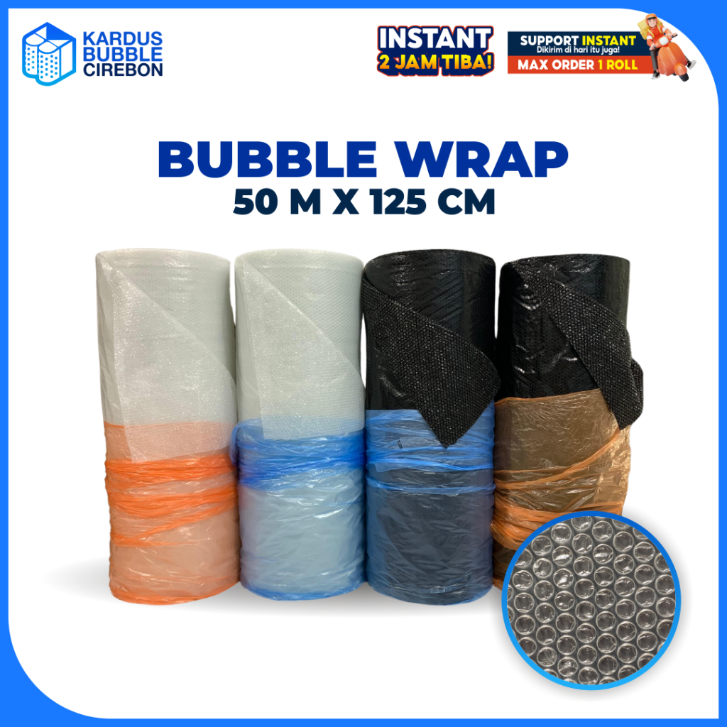 

BUBBLE WRAP CIREBON HITAM/PUTIH 50M X 125CM Khusus INSTANT GOSEND