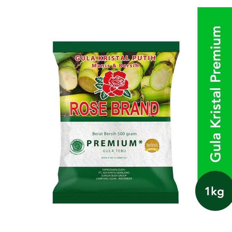 

Rose Brand Gula Kristal Putih Tebu 1kg