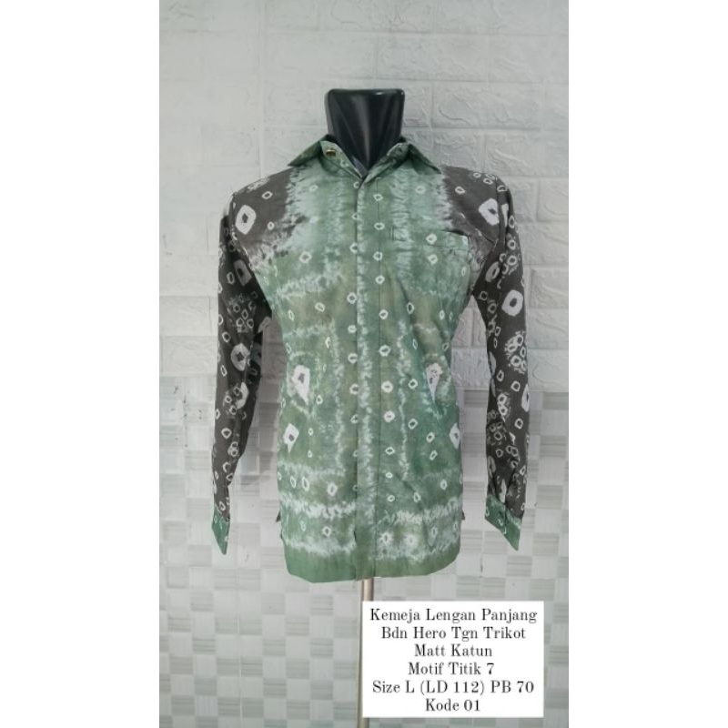 Kemeja Pria Lengan Panjang Hero Trikot T7 Jumputan Handmade