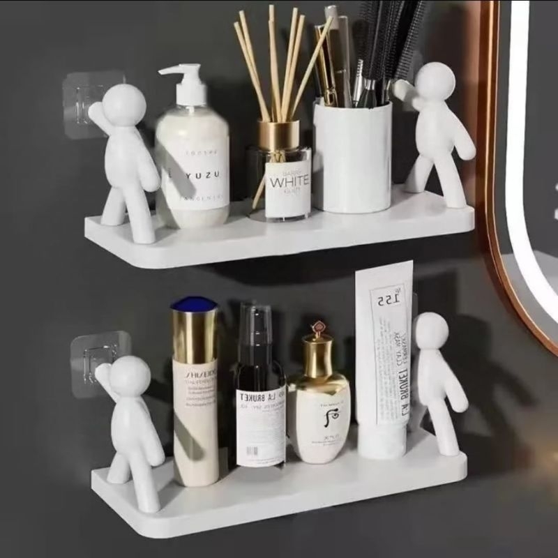 Rak Dinding Tempel Minimalis Motif Boneka Storage Tanpa Paku Bor Perekat Kuat