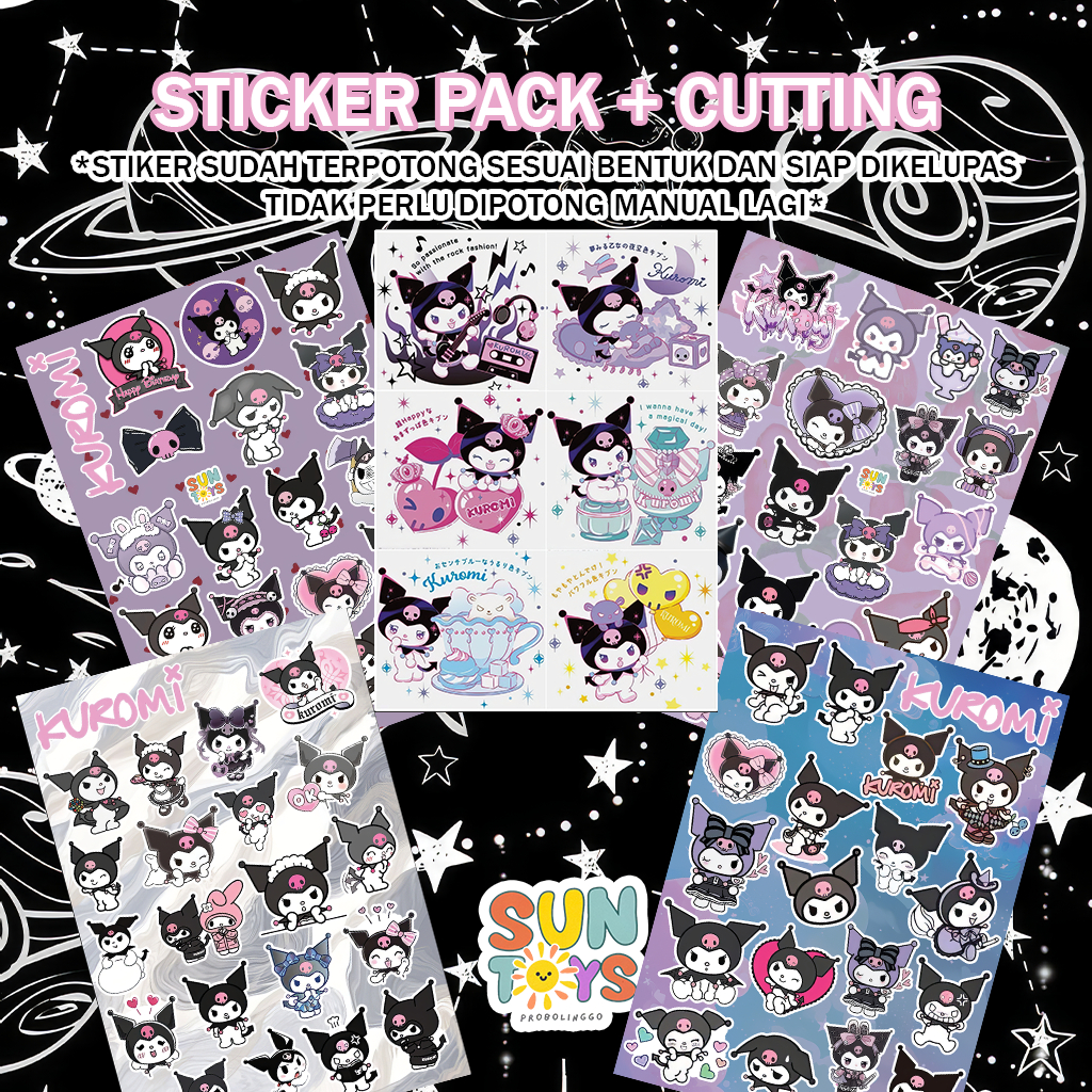 

☀ SUN ☀ Stiker Sticker Pack Sanrio Kuromi UK A6 Cutting Kisscut