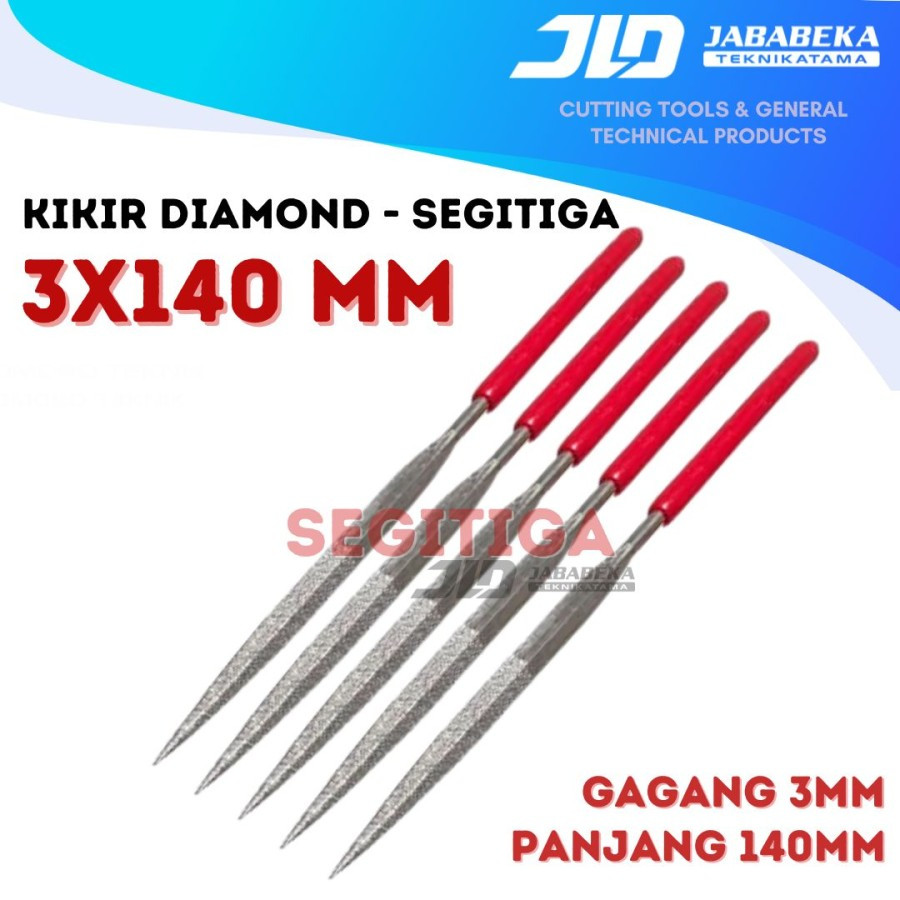 Kikir 3 x 140 mm SEGITIGA Diamond Files Set 5 PCS Gagang 3 mm 3x140 mm Kikir Asah Intan Mini Diamond