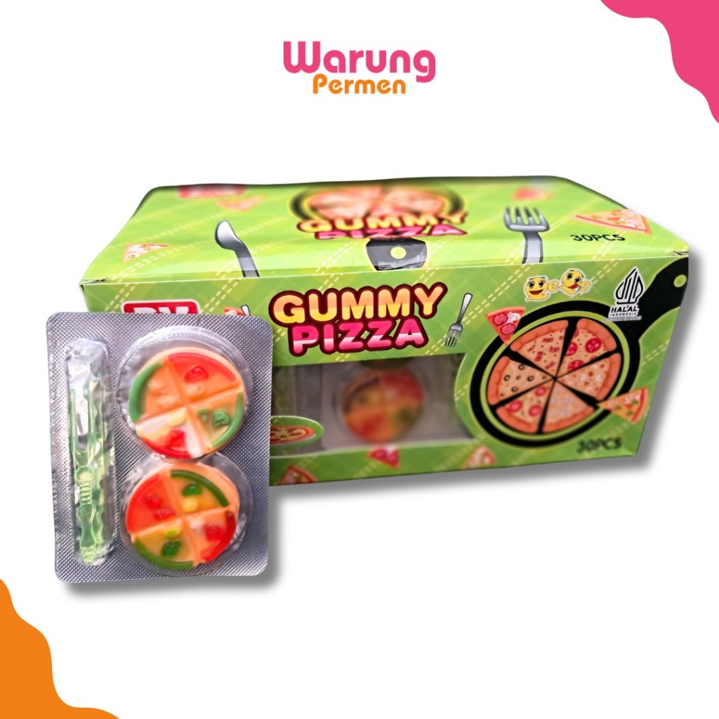 

Permen Gummy Pizza Isi 30 Pcs / Permen Lunak Yupi Pizza Halal Rasa Buah