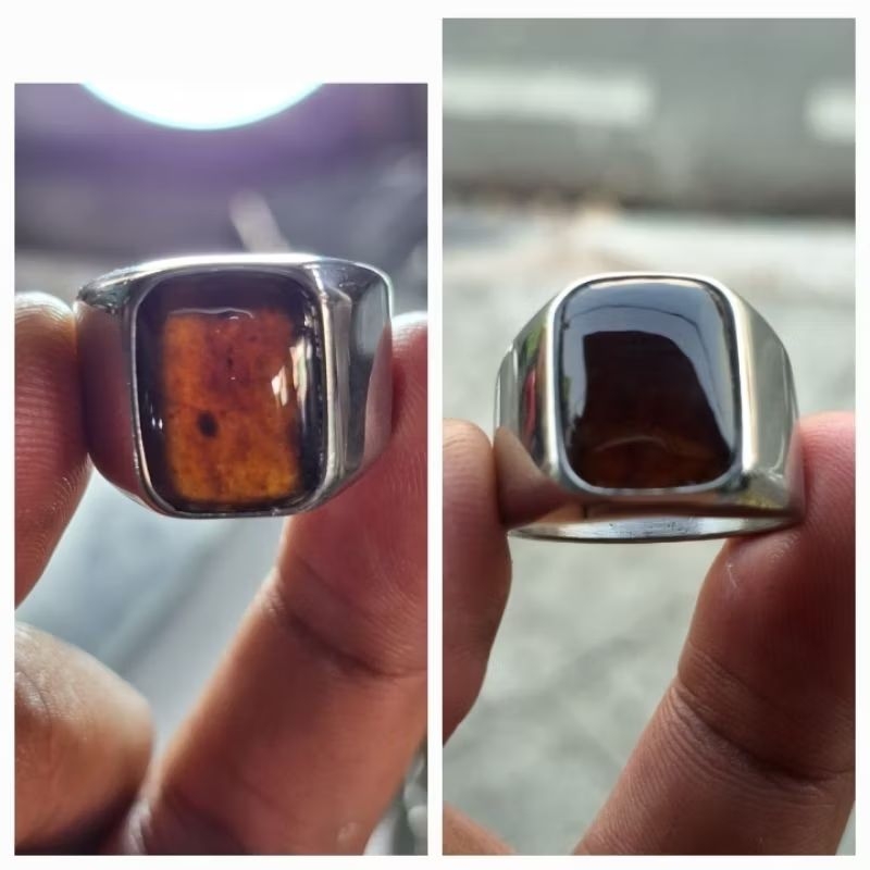 cincin batu akik yaman wulung/habasyi original body kotak simple