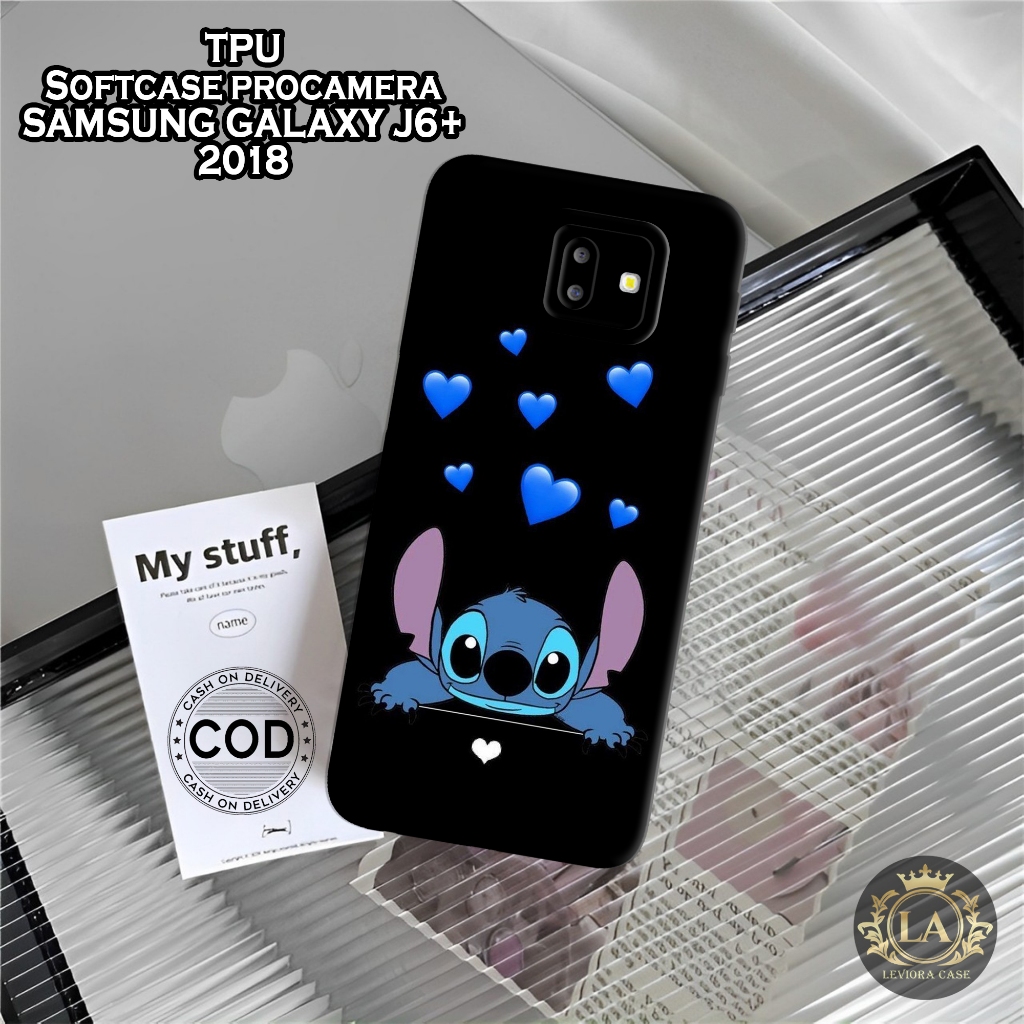 Case Samsung J6+ 2018 - Leviora Case - Fashion Case Stitch- Softcase Samsung J6+ 2018 - Case Pro Cam