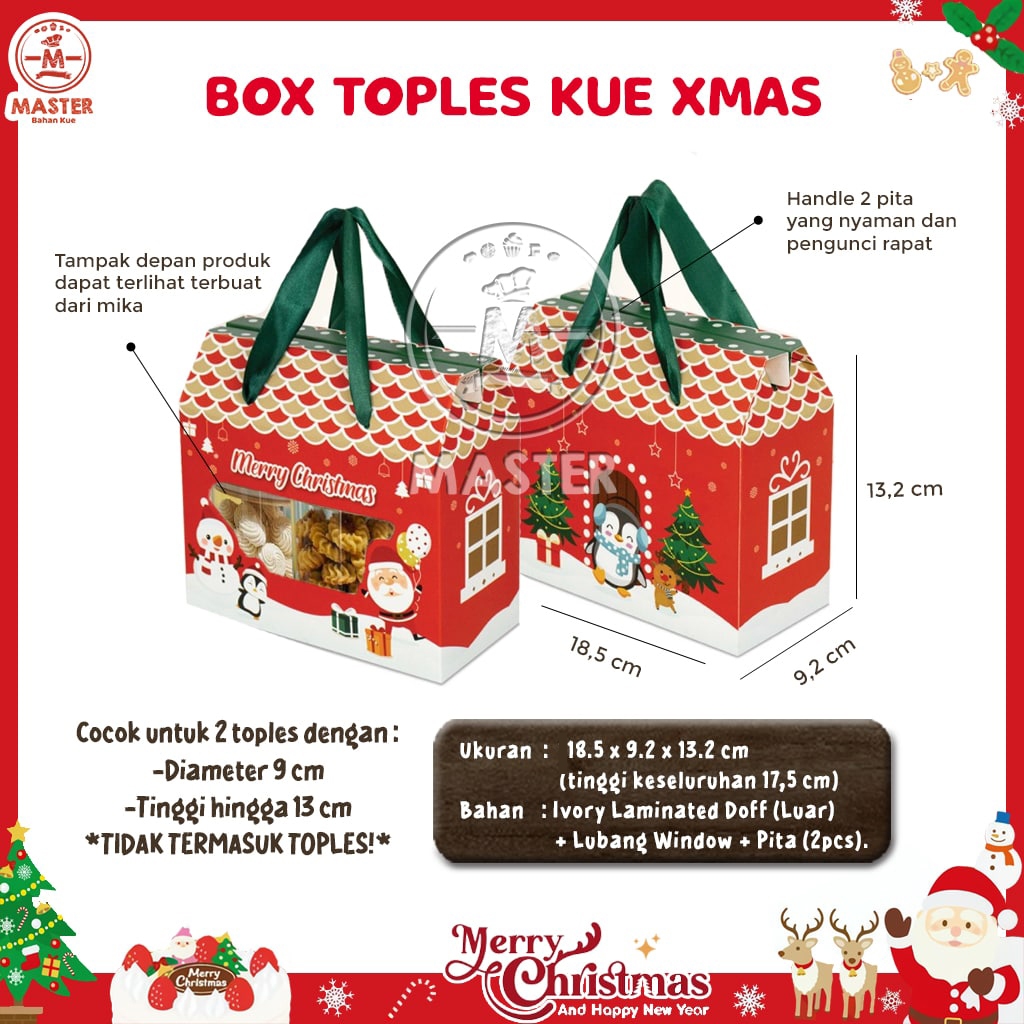 

Box Kado Natal XMAS untuk 2 Toples uk 9x13cm Dus Kue Kering Natal Christmas Gift Box [1 pcs]