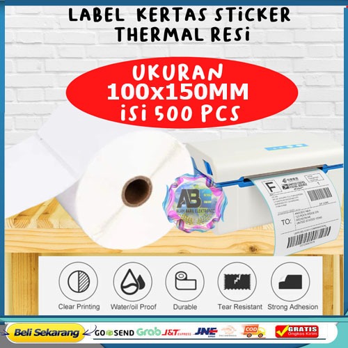 

Kertas Thermal 100x150MM Sticker Label ISI 500 PCS Label Kertas Tidak Luntur Lem Kuat PROMO MURAH