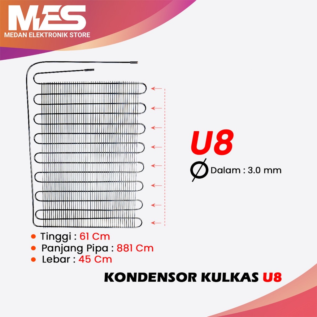 Kondensor U8 Bahan Tembaga untuk Kulkas showcase freezer box semua merek