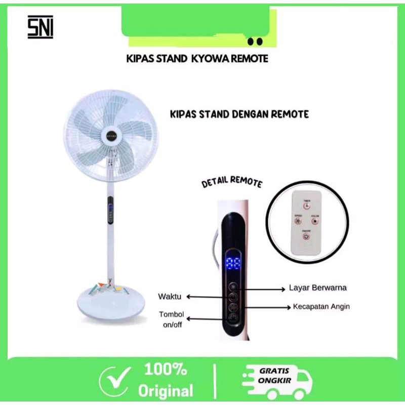Kipas Angin Standing KYOWA KW-1608B / Kipas berdiri / Kipas Remote