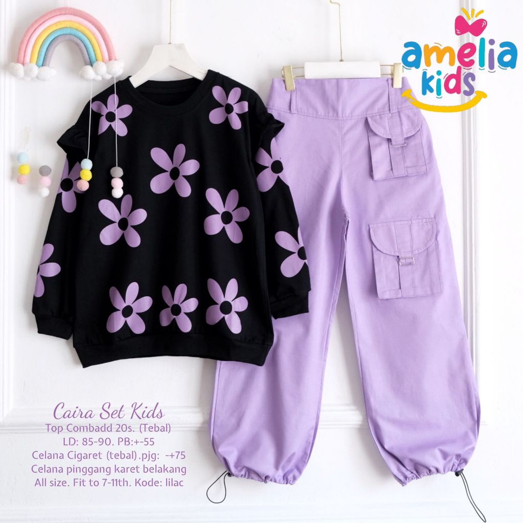 [ORI 100% AMELIA Kids] CAIRA SET KIDS PAKAIAN ANAK REMAJA PEREMPUAN SETELAN ATASAN FLANEL SET INNER 