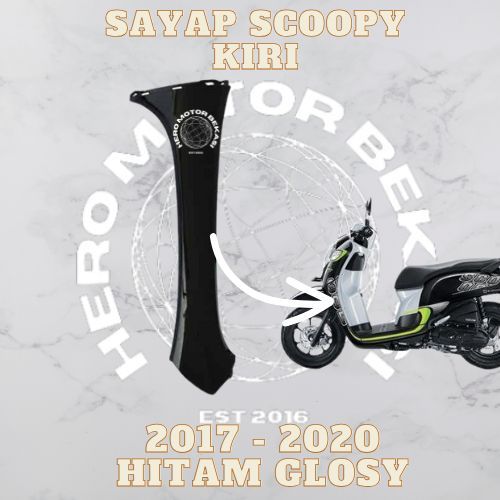 cod - sayap samping kiri scoopy k93 donat esp thn 2017 2018 2019 warna hitam glosy merk non ori