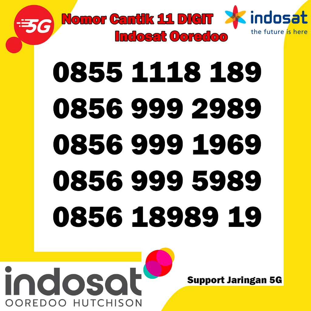 Nomor Cantik Indosat Ooredoo 11digit support jaringan 5G