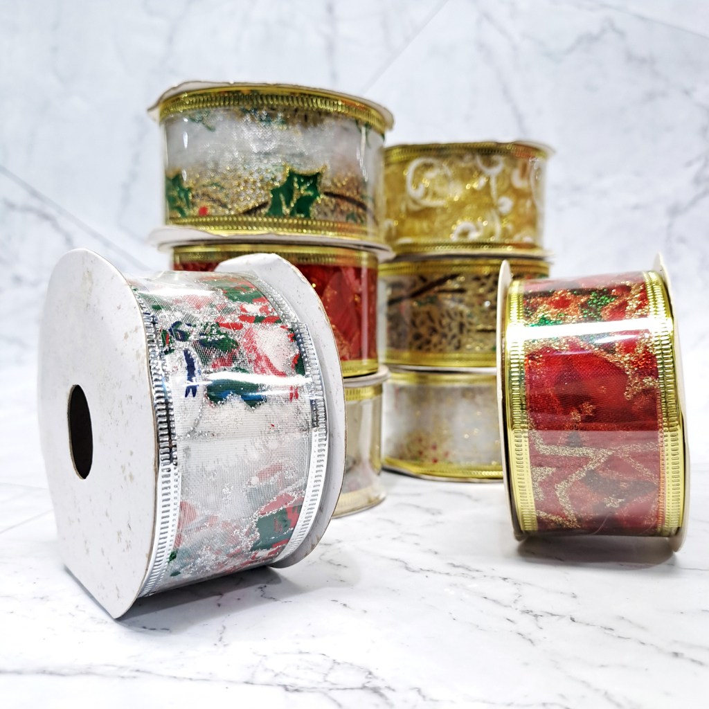 

Pita Natal Kawat Metalik Jaring Motif 3,8 cm x 3 yard - 23T222