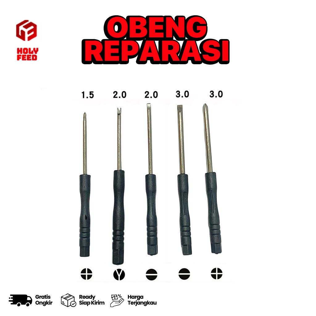 5pcs - Obeng Reparasi  1.5 + 2.0Y 2.0 - 3.0- 3.0 + Y -