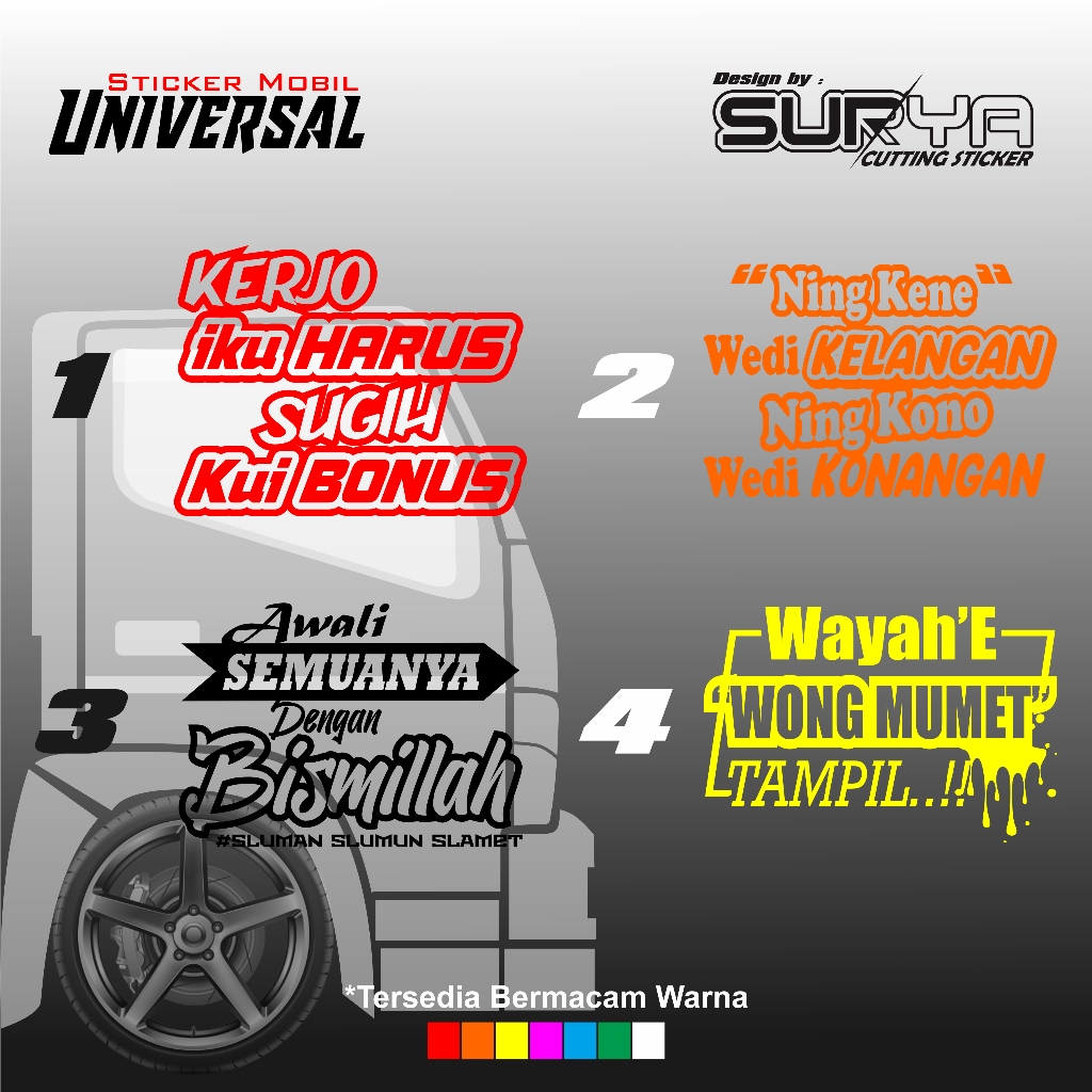 

Sticker tulisan kata kata unik lucu kaca mobil truk pick up