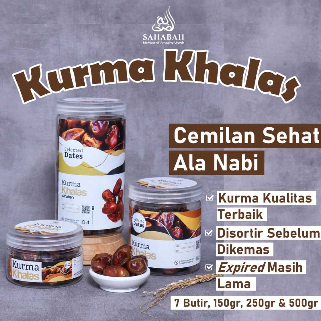 

Kurma Khalas Sahabah Premium 500gr/Kurma Kholas/Kurma Khalas Mesir/Khalas Saad