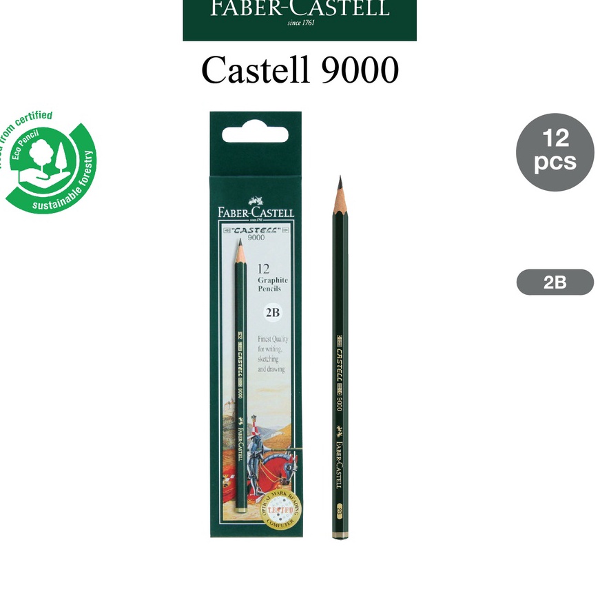 

Potongan Pensil Faber Castell 2B Castell 9 Untuk Ujian dan Menggambar Per BOX