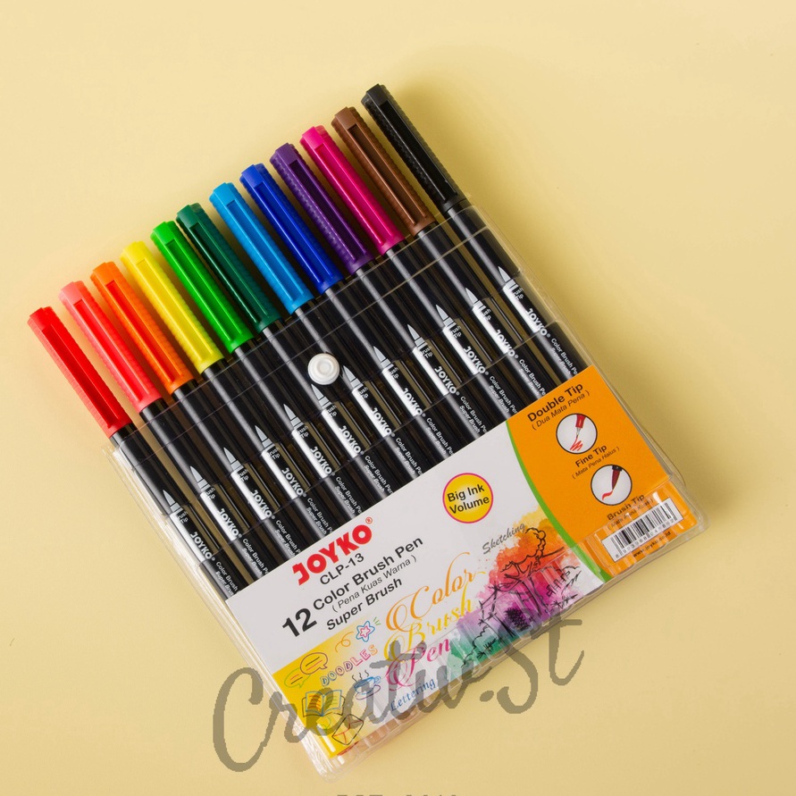 

Gila JOYKO Brush Pen 12 Warna Brush Fine Tip Clp13 Set Spidol Kalrafi