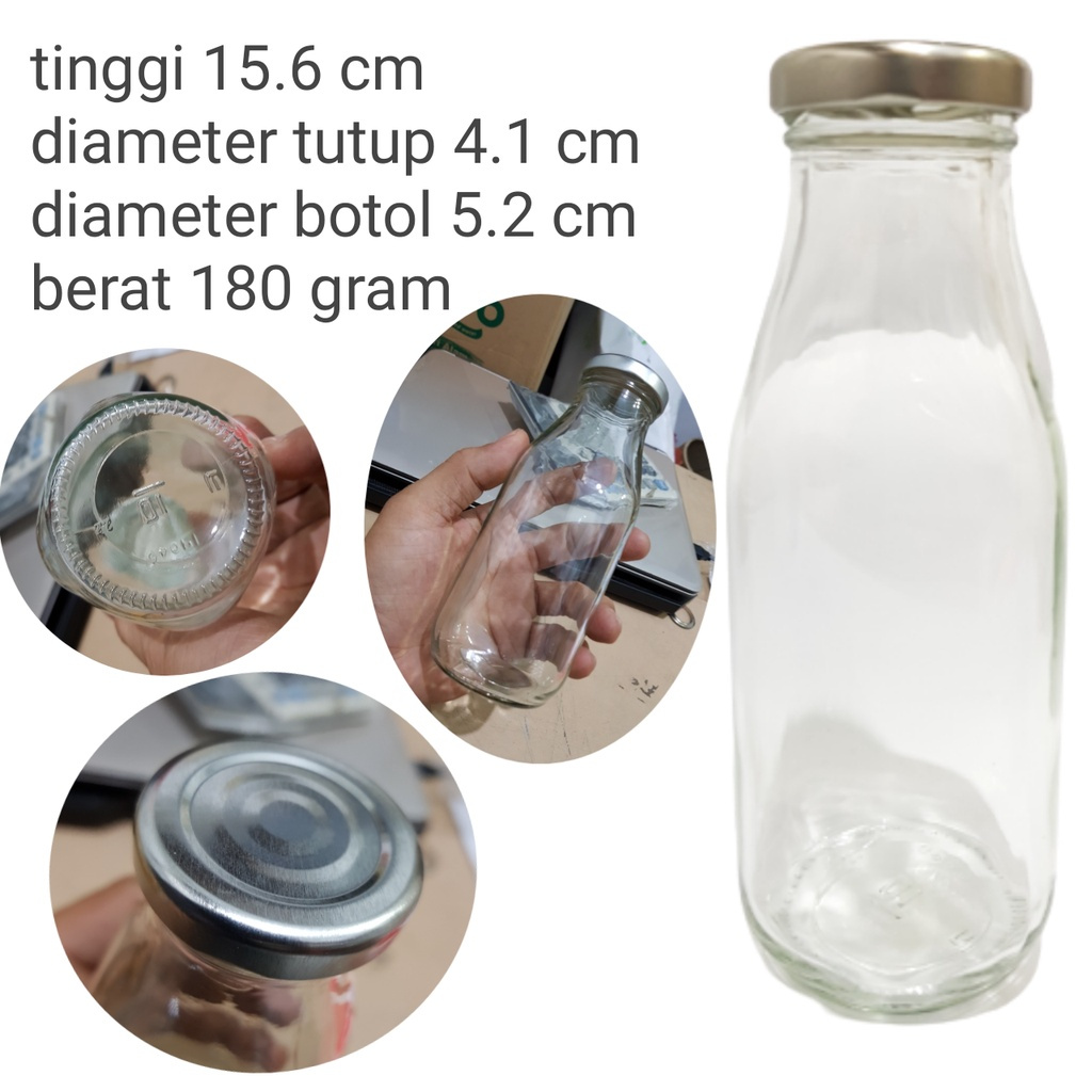 / 6 PCS  250 ML JUS BOTOL KACA JUS ( KOTAK)  250 ML   / botol juice + tutup silver 250 ml kaca / Bot