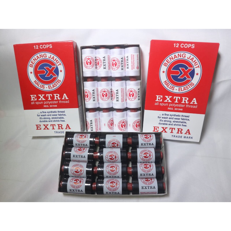 Benang Jahit Extra Warna Putih/ Hitam