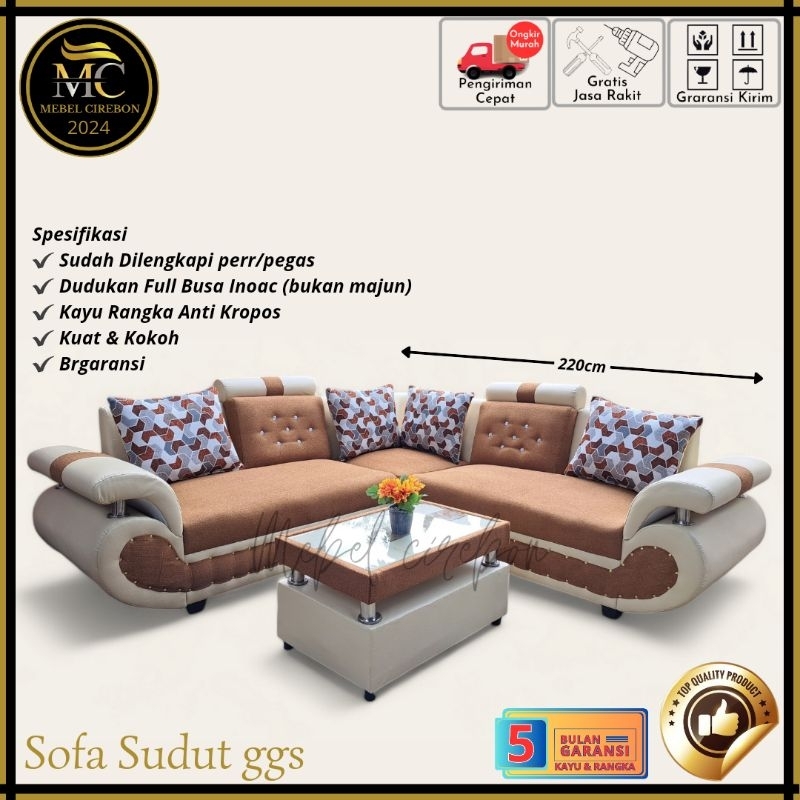 sofa l sudut ggs sofa minimalis kursi ruang tamu sofa murah tegal