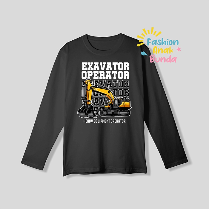 BAJU KAOS ANAK EXCAVATOR LENGAN PANJANG FREE NAMA