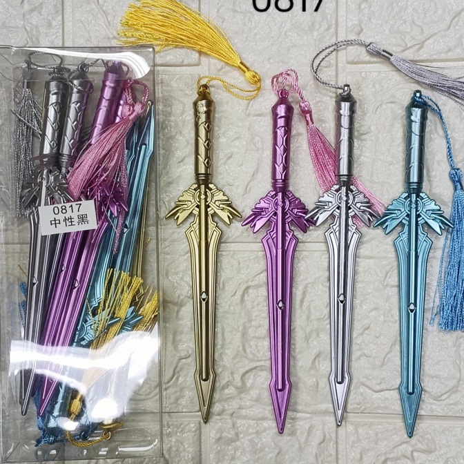 

Boom pen gel bentuk pedang rumbai isi 12