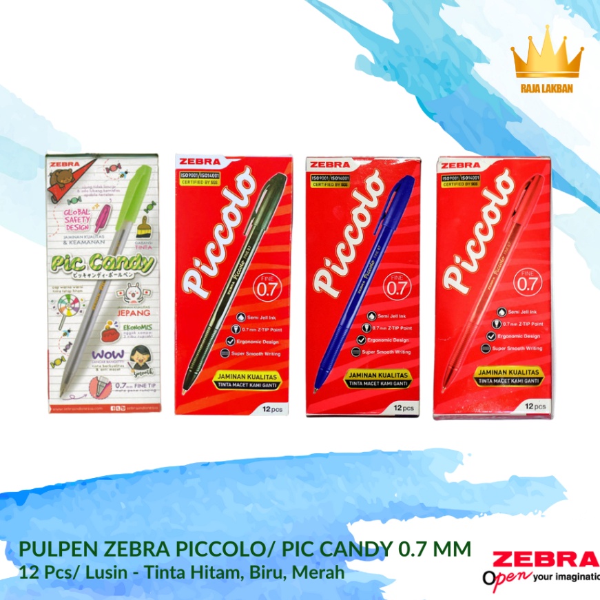 

Ekstra Pulpen Pen ZEBRA Piccolo Piccandy 7 mm PER LUSIN