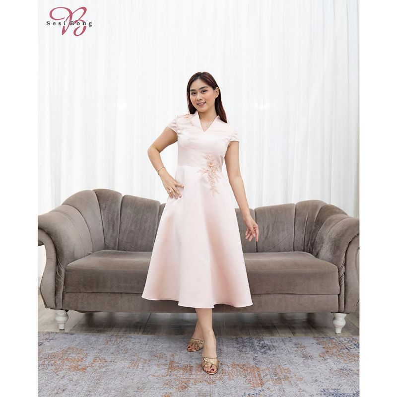 Gaun Pesta 4050 Rosegold & Blue Denim