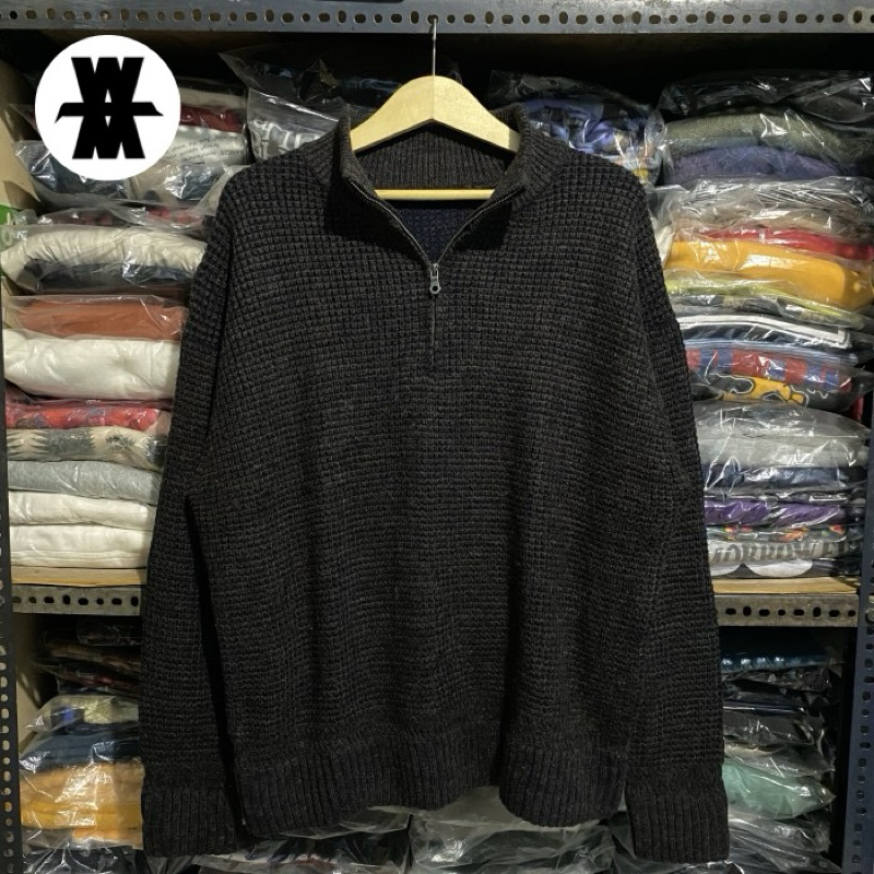 Niko And ... Japan Waffle Half Zip Knit Brown Size L 68x63