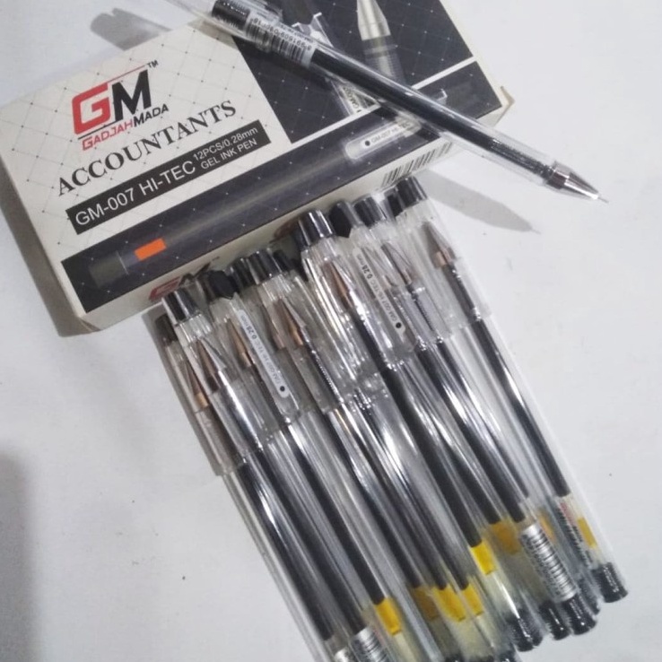 

Sale GM HItechh 28mm hitam bolpen pena Gel ink HItech 1 BOX 12 Pcs