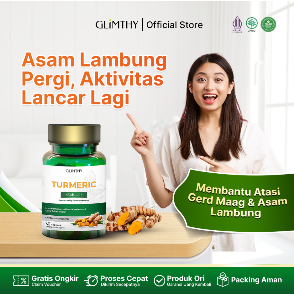 

F_daybose - Glimthy Kapsul Kunyit Kuning Turmeric Herbal Nafsu Makan Asam Lambung GERD
