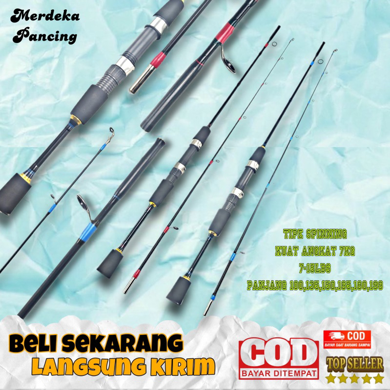joran spinning benjiro patin  bahan fiber solid 7- 15lb panjang 100 120 150 165 180 198 cm terlaris